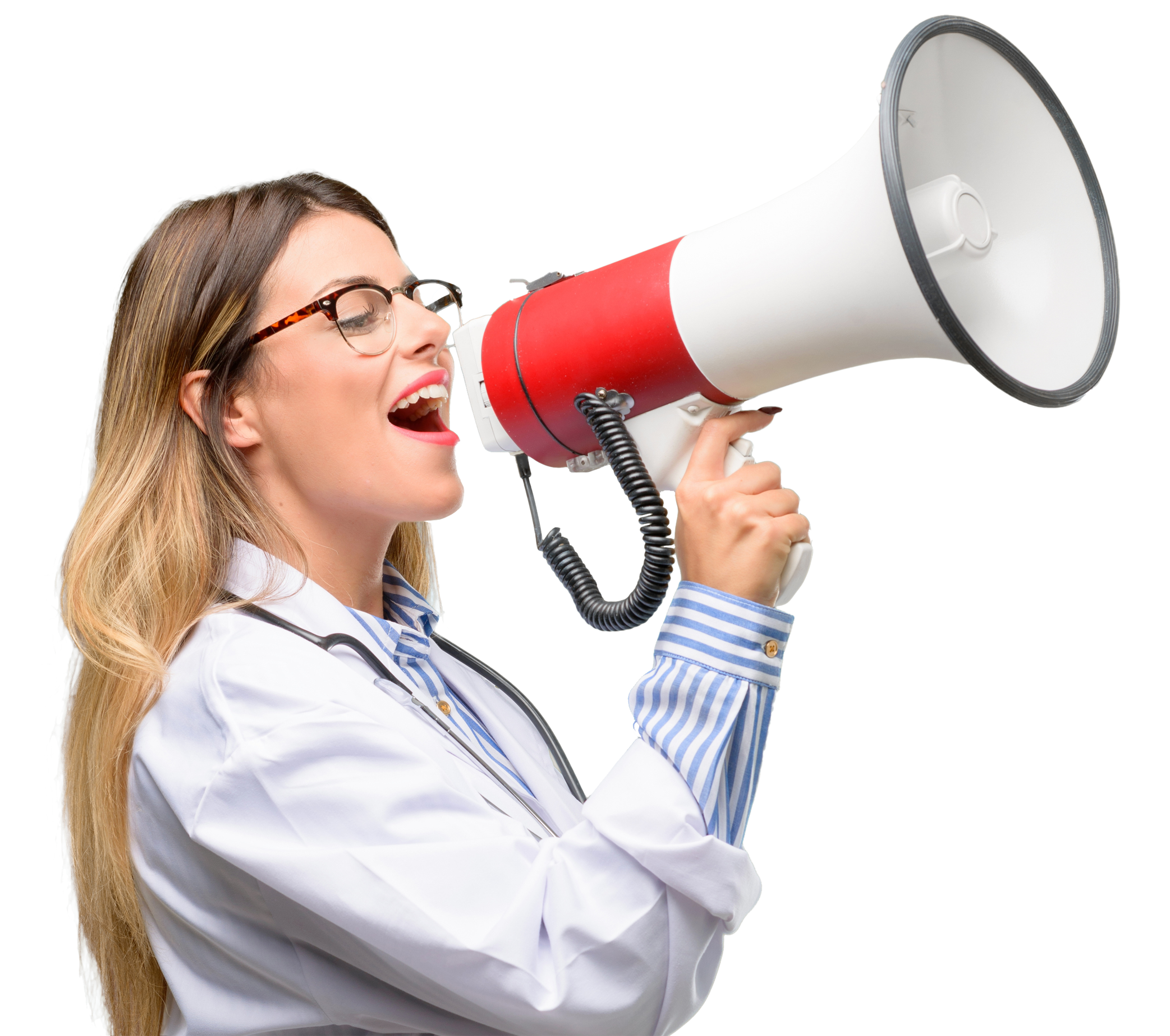 female doctor megaphone-iStock-1042424482 female doctor megaphone iStock 1042424482 1